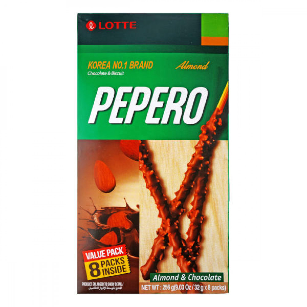 Lotte Pepero Almond & Chocolate 8 Pcs X 32g
