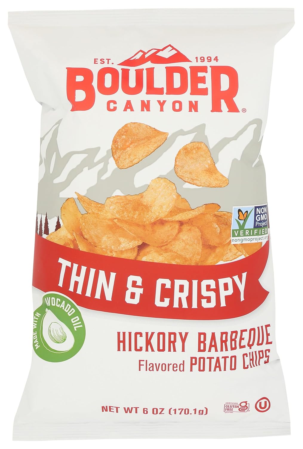 Boulder Canyon Thin & Crispy - Hickory Barbeque Flavored Potato Chips