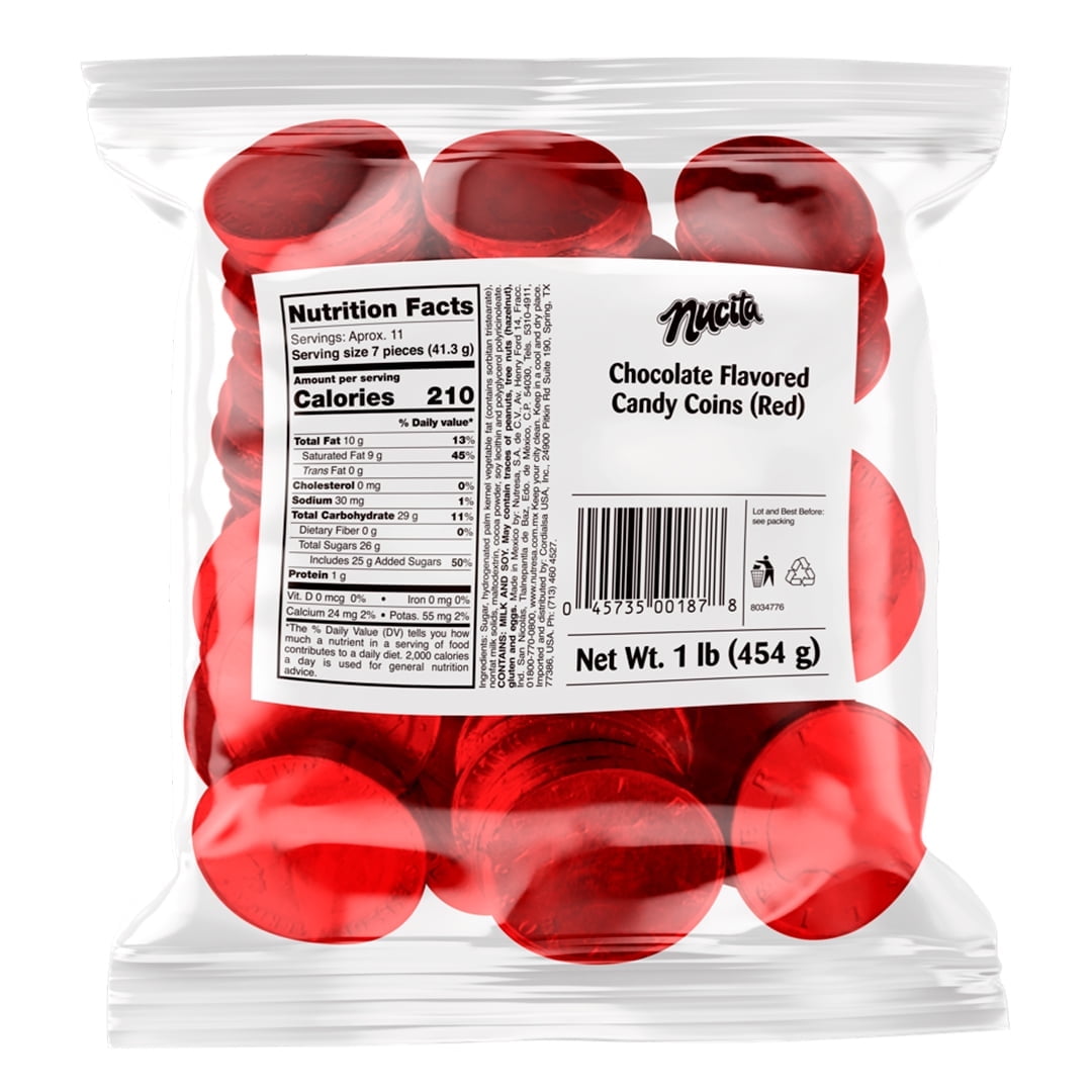 Chocolate Flavored Candy Coins Red, Chocolate
