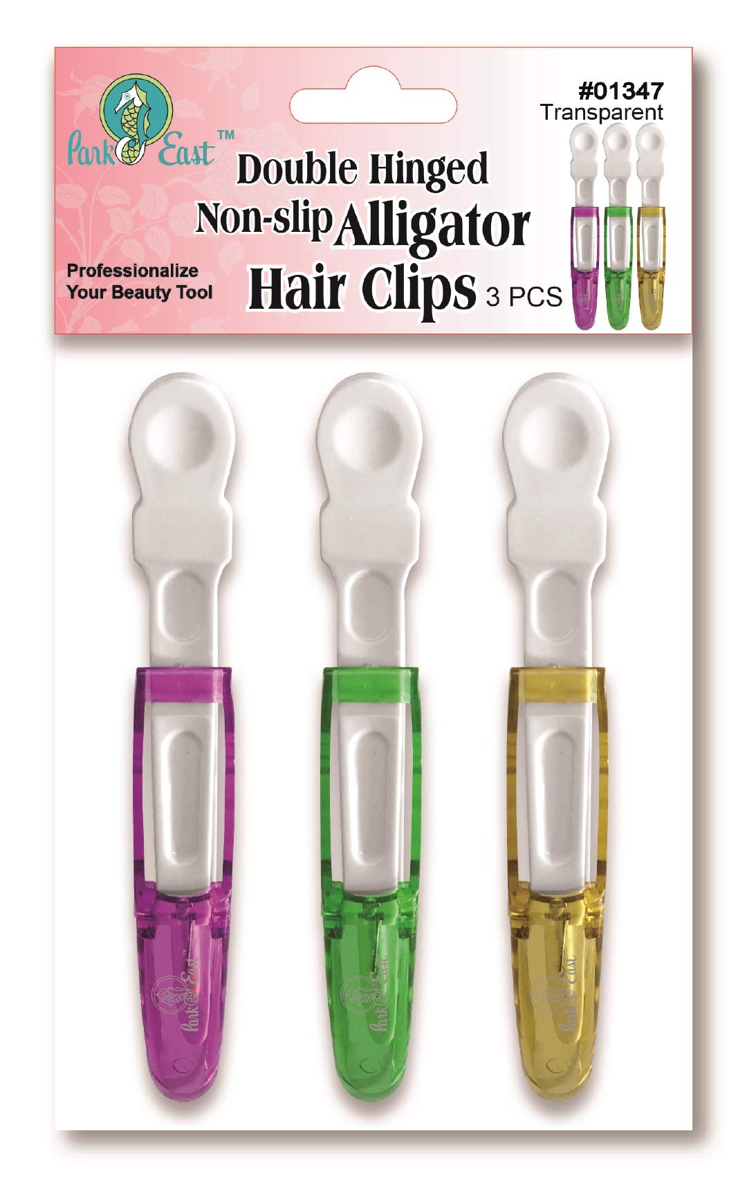 Photo of Beauty Town Double Hinged Non-Slip Alligator Hair Clips (3pcs) (Transparent)