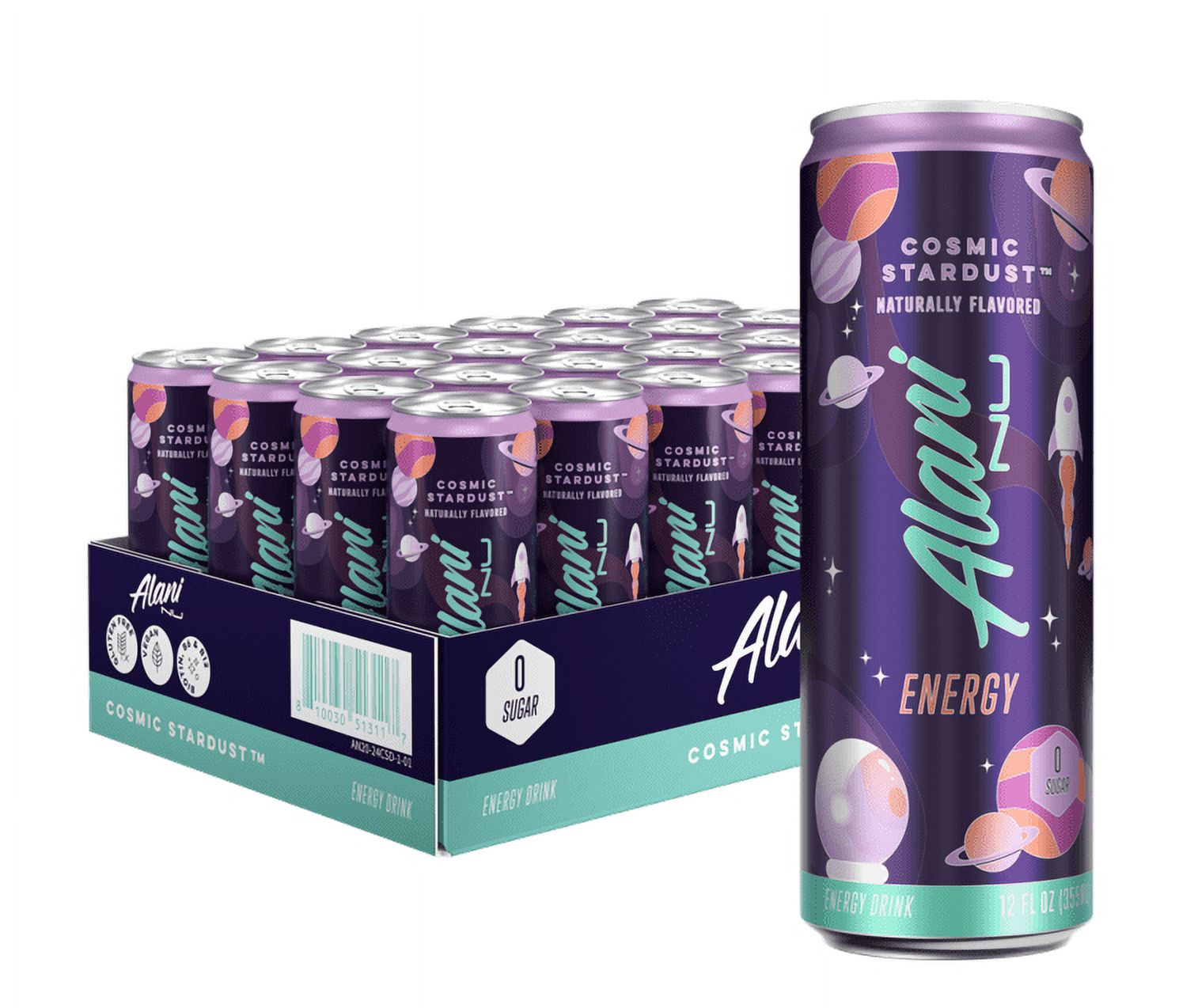 Alani Nu Cosmic Stardust Sugar-Free Energy Drink 12oz Cans 24-pack Multi-pack (24 Cans)