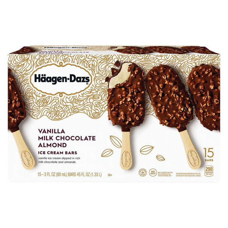 Photo of Haagen-Dazs Vanilla Milk Chocolate Almond Ice Cream Snack Bars
