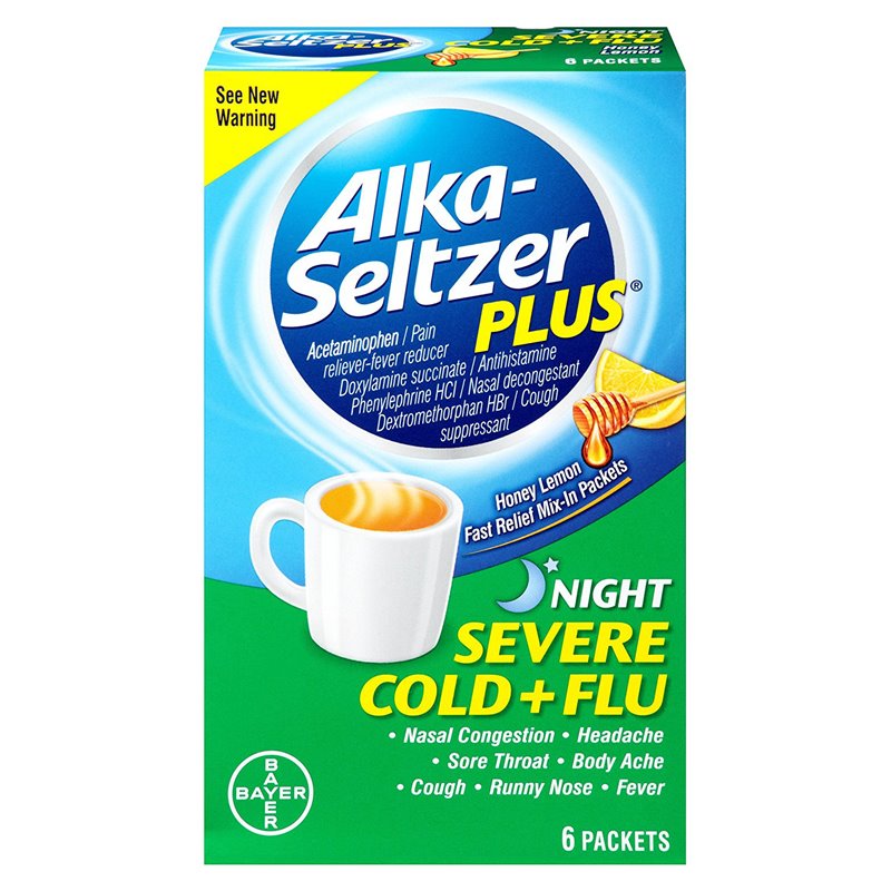Alka-Seltzer Plus Mix-In Packets Night Severe Cold, Cough & Flu Honey Lemon Zest