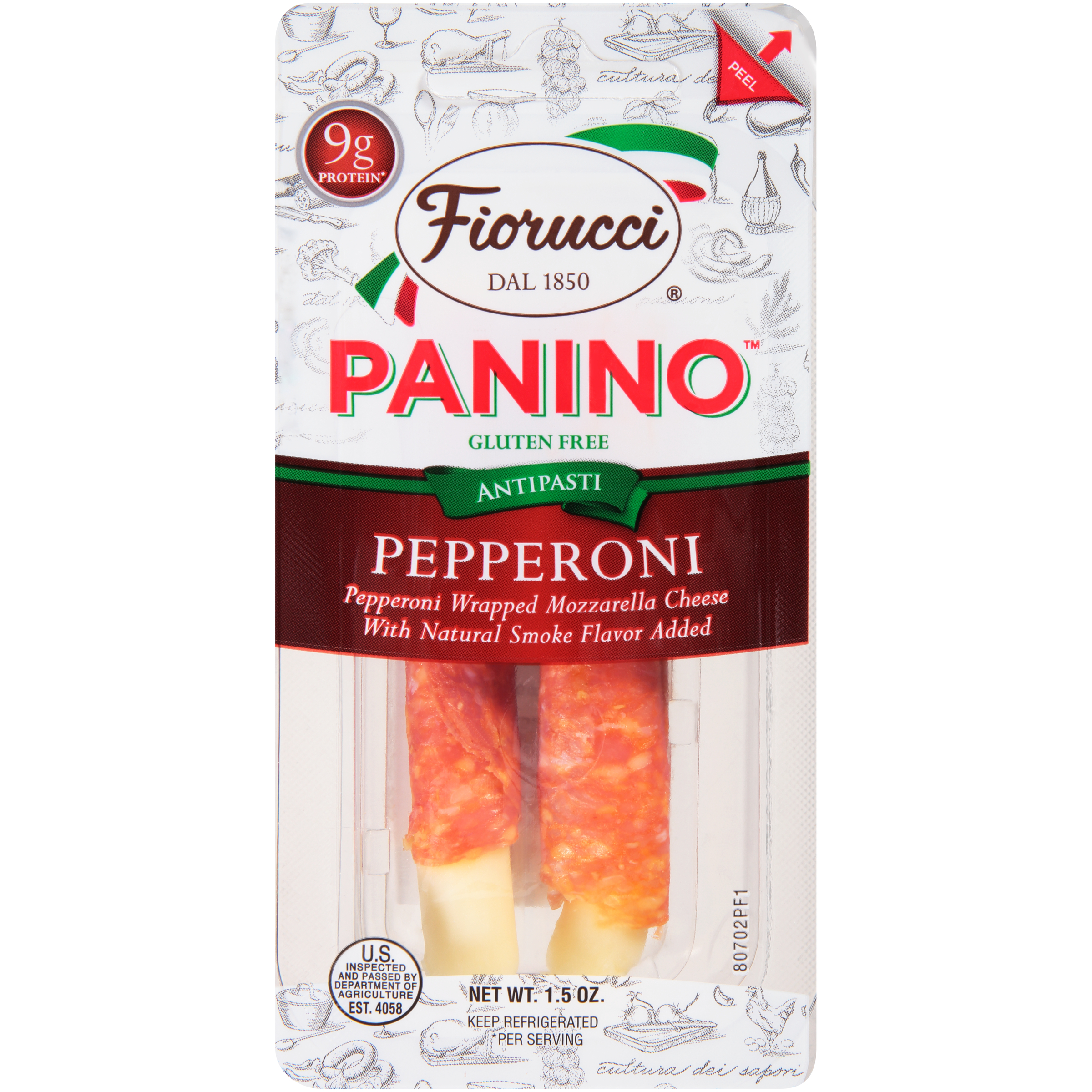 Pepperoni Wrapped Mozzarella Cheese Panino, Pepperoni