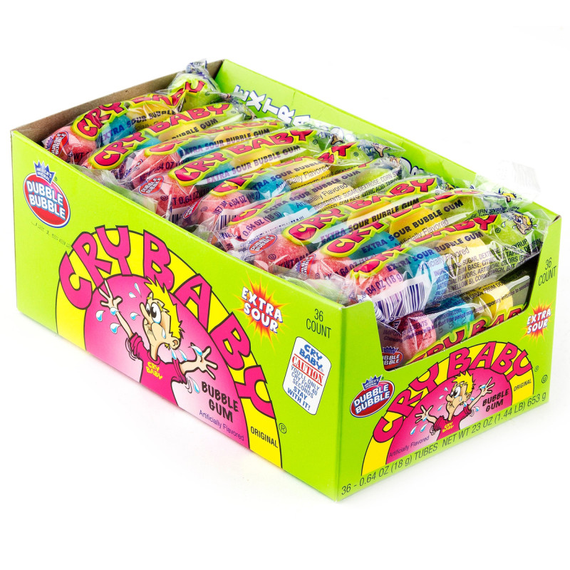 Dubble Bubble Cry Baby Extra Sour Original Gum 4 Count Tubes