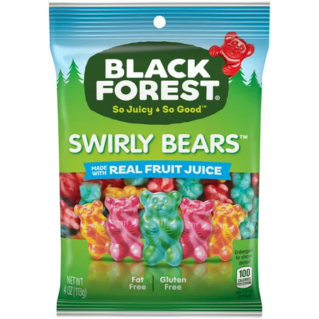 Swirly Gummy Bears, Outrageous Orange, Swirly Cherry Blast, Tropical Twist