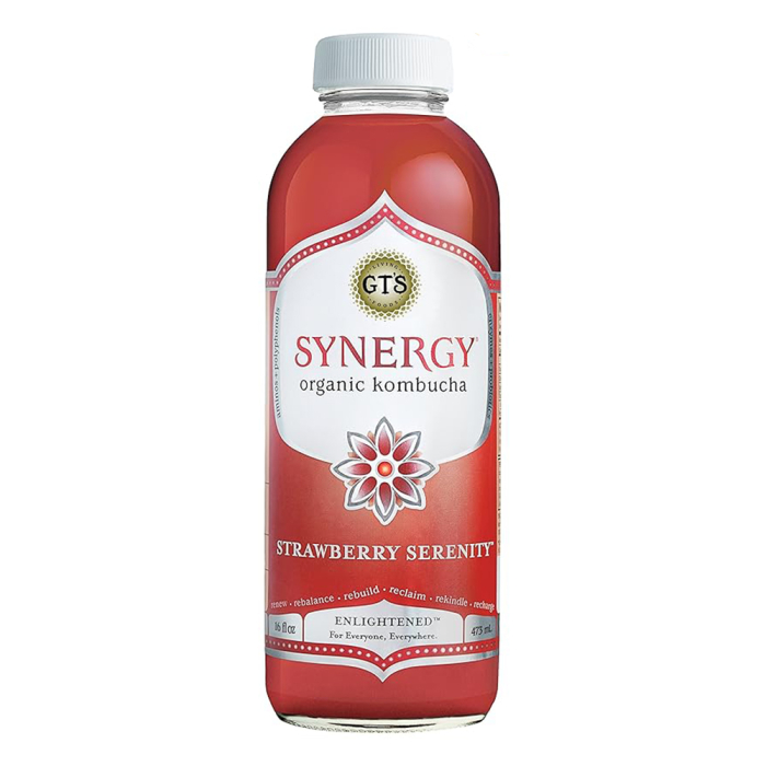 Photo of Synergy Gt's Kombucha, Raw, Strawberry Serenity 16 Fl Oz