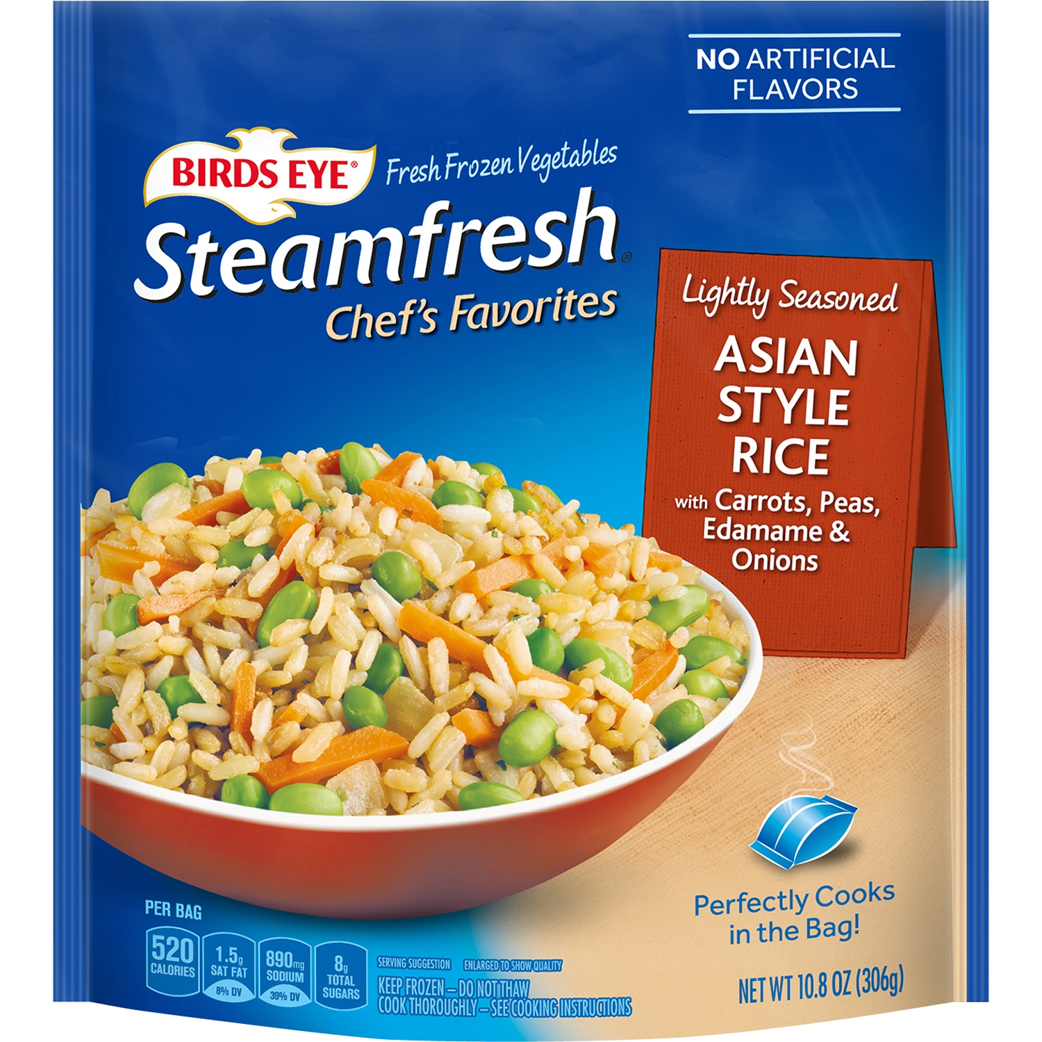 Seasoned Asian Style Rice with Carrots, Peas, Edamame & Onions, Seasoned