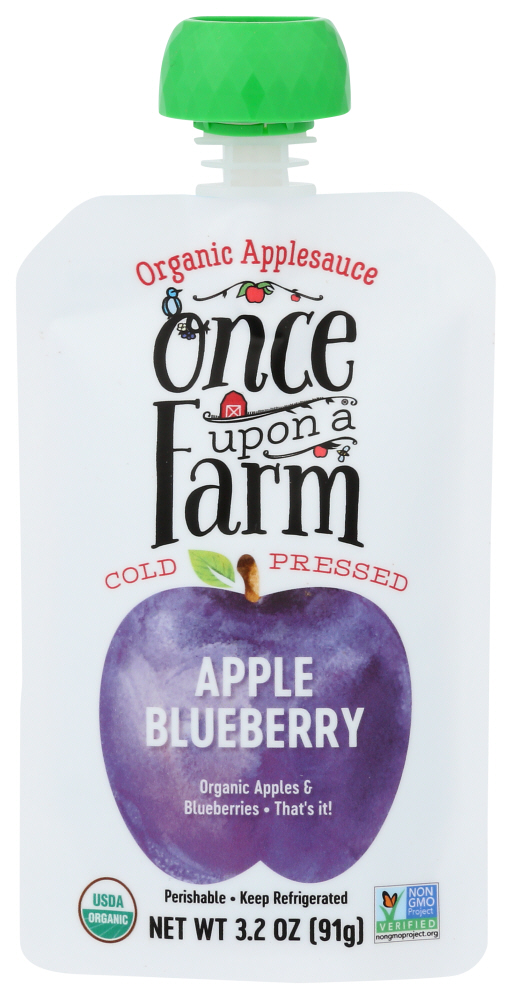 Apple Blueberry Cold Pressed Organic Applesauce, Apple Blueberry