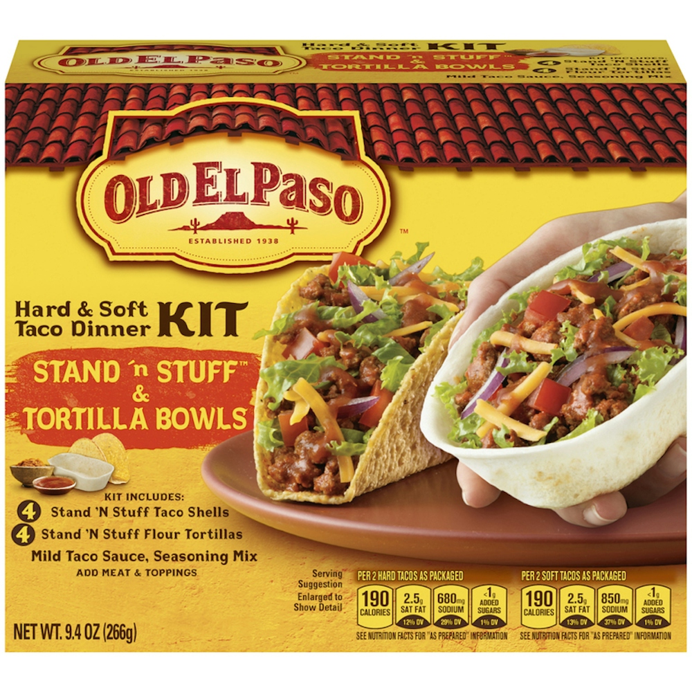 Old El Paso Hard & Soft Taco Dinner Kit with Stand 'N Stuff Shells and Tortilla Bowls
