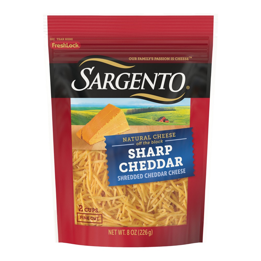 Photo of Sargento Natural Sharp Cheddar Shredded Cheese, Fine Cut, 8 Oz