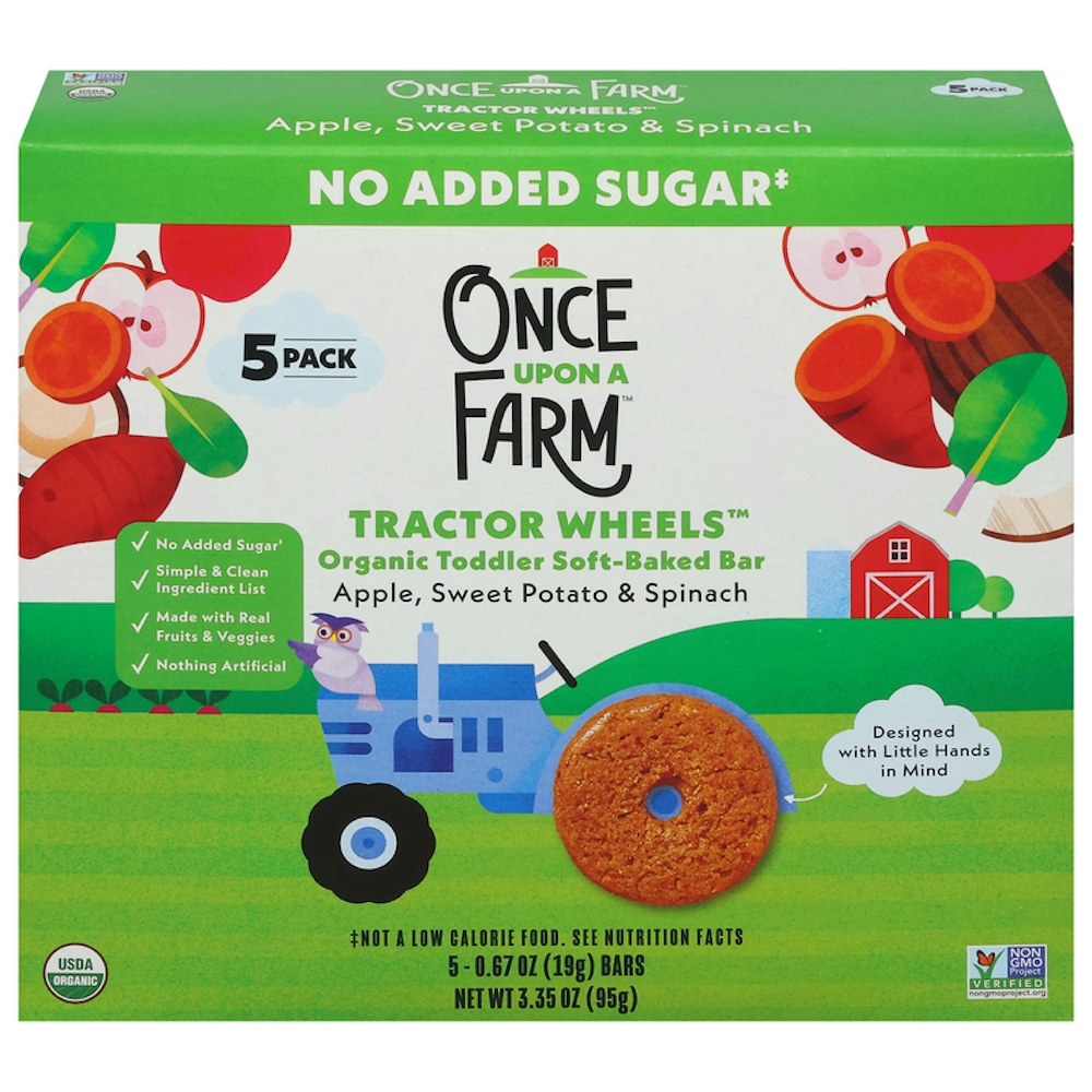 Once Upon A Farm Tractor Wheels Organic Toddler Soft-Baked Bar - Apple, Sweet Potato & Spinach