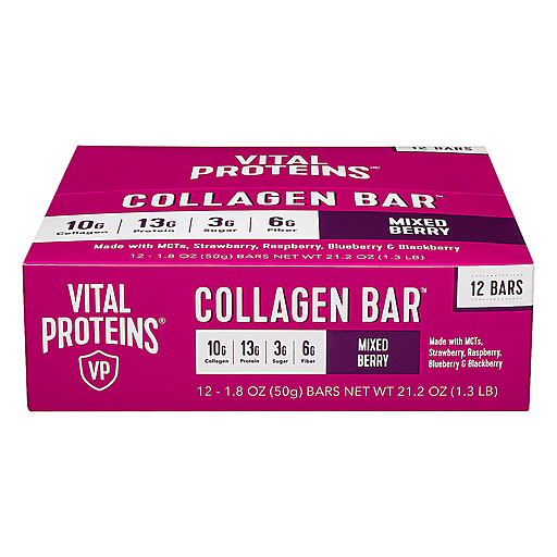 Collagen 10 G, Protein 13 G, Sugar 3 G, Fiber 6 G Bars, Mixed Berry, Mixed Berry