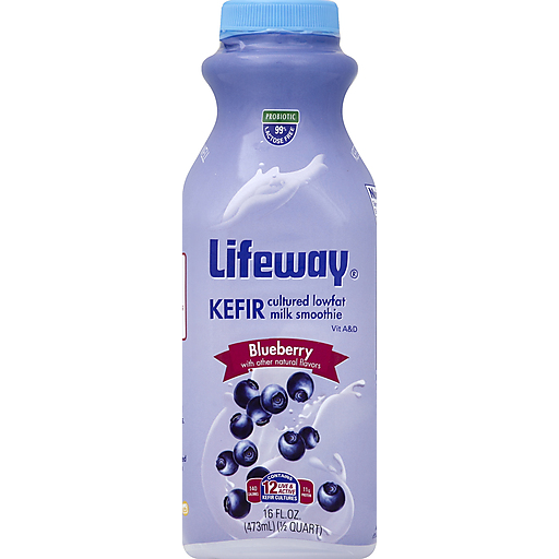 Lifeway, Kefir, Cultured Lowfat Milk Smoothie, Blueberry