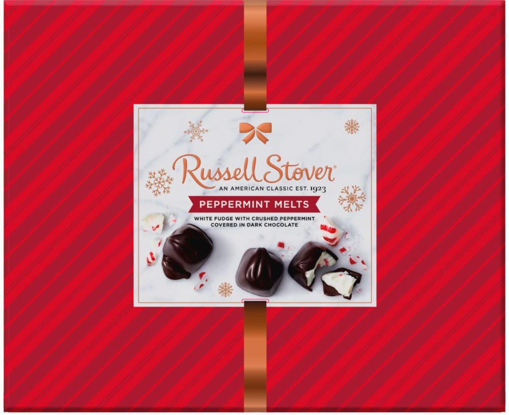 Peppermint Melts White Fudge with Crushed Peppermint Covered in Dark Chocolate, Peppermint Melts