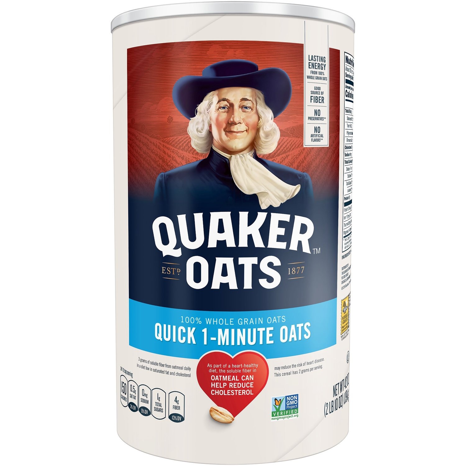 Photo of Quaker Oats Oats, Quick 1 Minute, 100% Whole Grain, Rolled 42 Oz