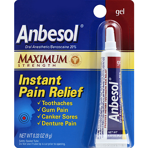 Anbesol Instant Pain Relief, Maximum Strength, Gel 0.33 Oz