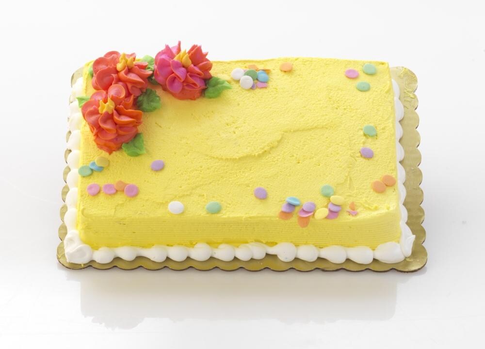 1/4 Marble Cake/Yellow Iced Decorated