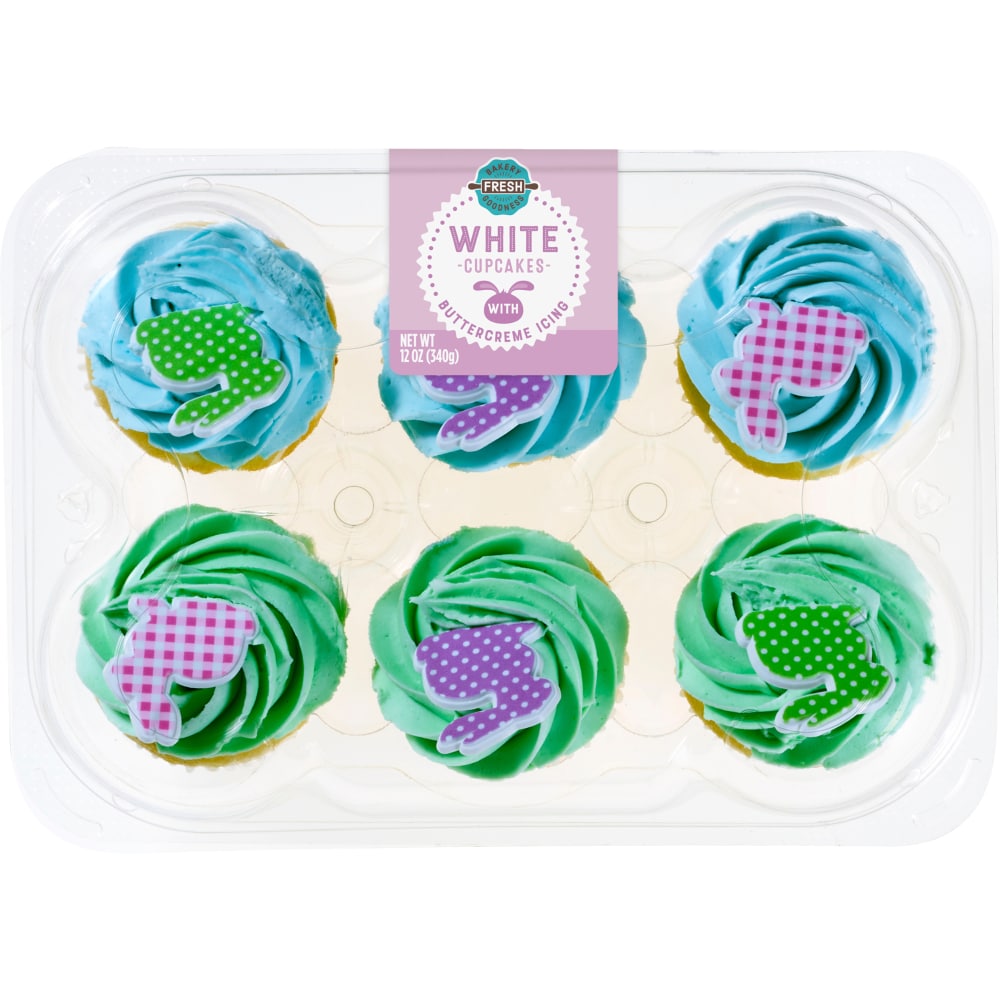 White Cupcakes with Buttercreme Icing, White with Buttercreme Icing