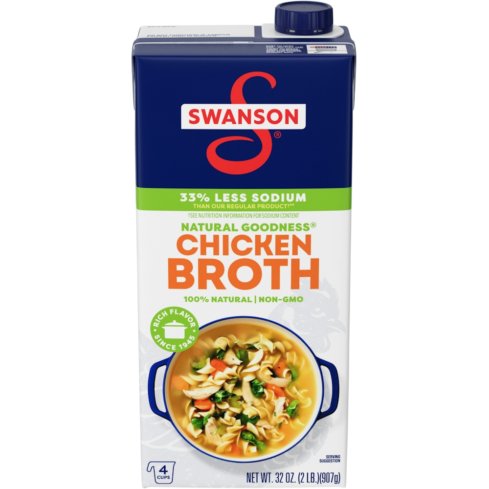 Photo of Swanson Natural Goodness 33% Less Sodium Chicken Broth, 32 Ounce