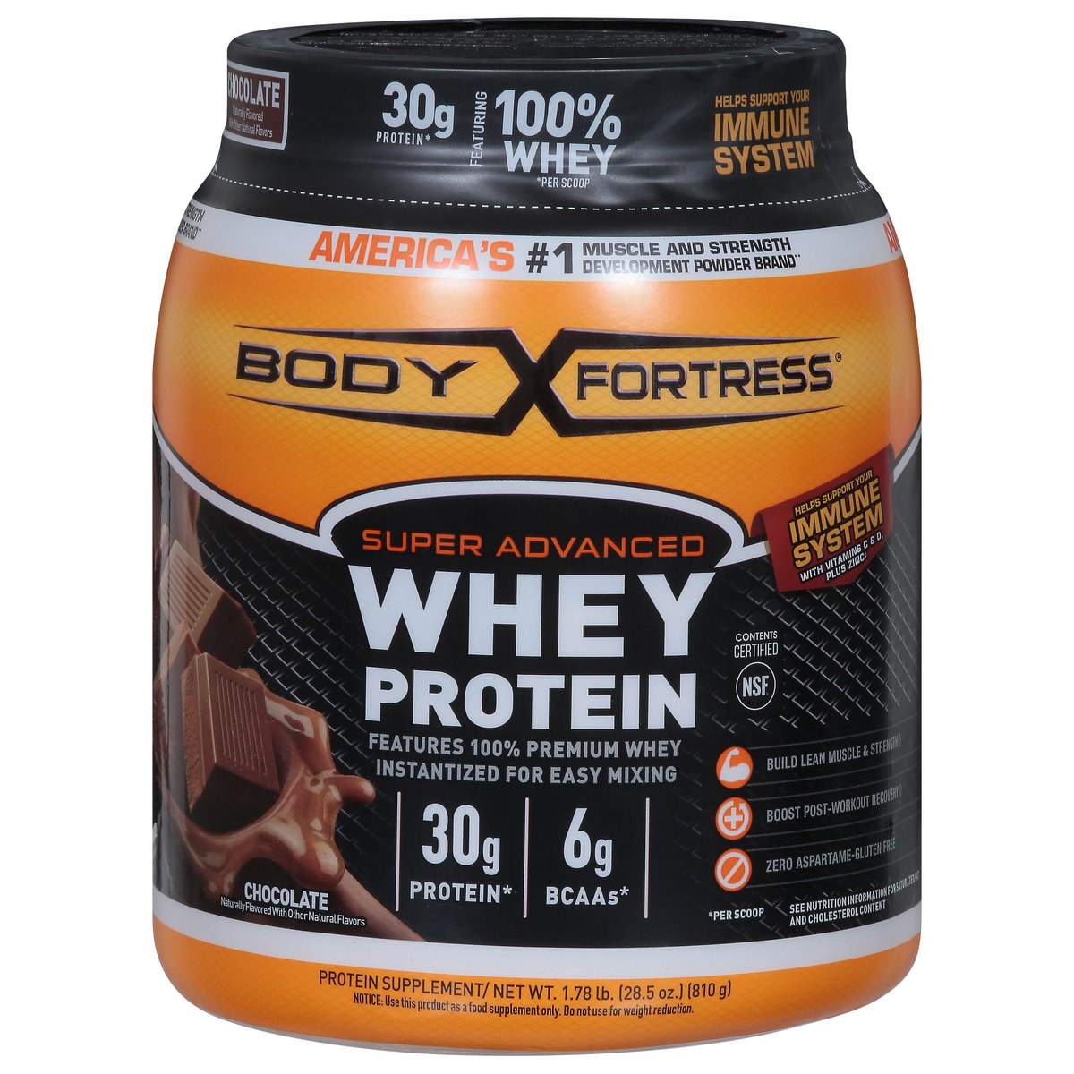 Body Fortress Super Advanced Whey Protein Powder - Chocolate, 1.78 Lb
