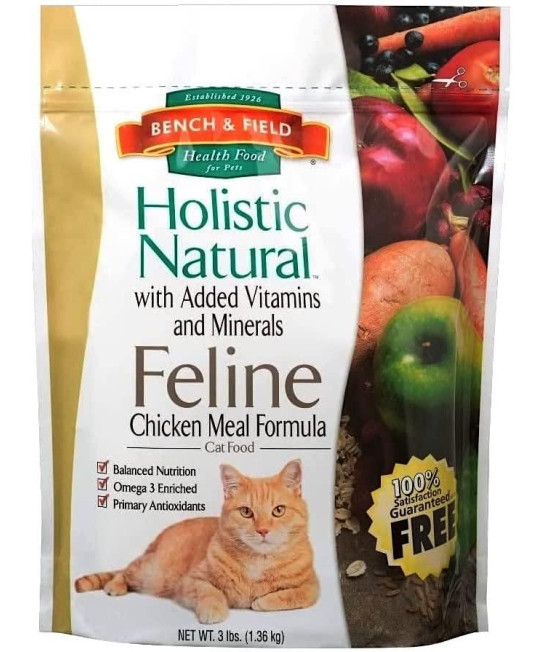 Bench & Field Cat Food, Feline Formula, Chicken Meal Formula 3 Lb