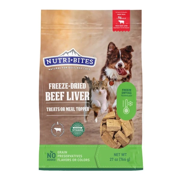 NutriBites Beef Liver Dog & Cat Treats Freeze Dried 27 Ounce