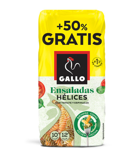 HELICES VEGETALES GALLO 250G+50% GRATIS