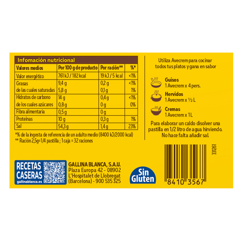 CALDO POLLO AVECREM 8+2 PLLAS.