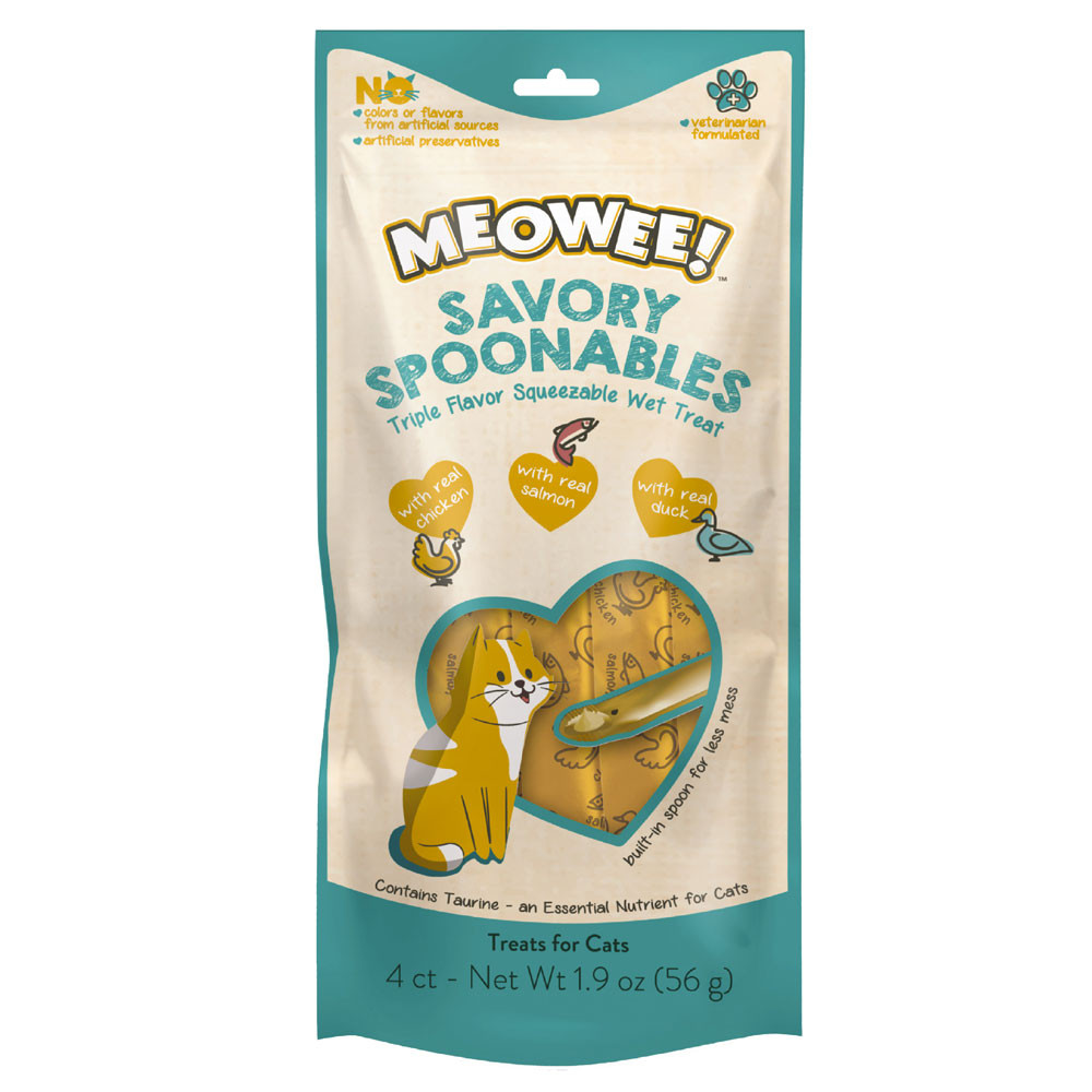 Meowee! Savory Spoonables Cat Treats Salmon Chicken & Duck 1.9 Oz