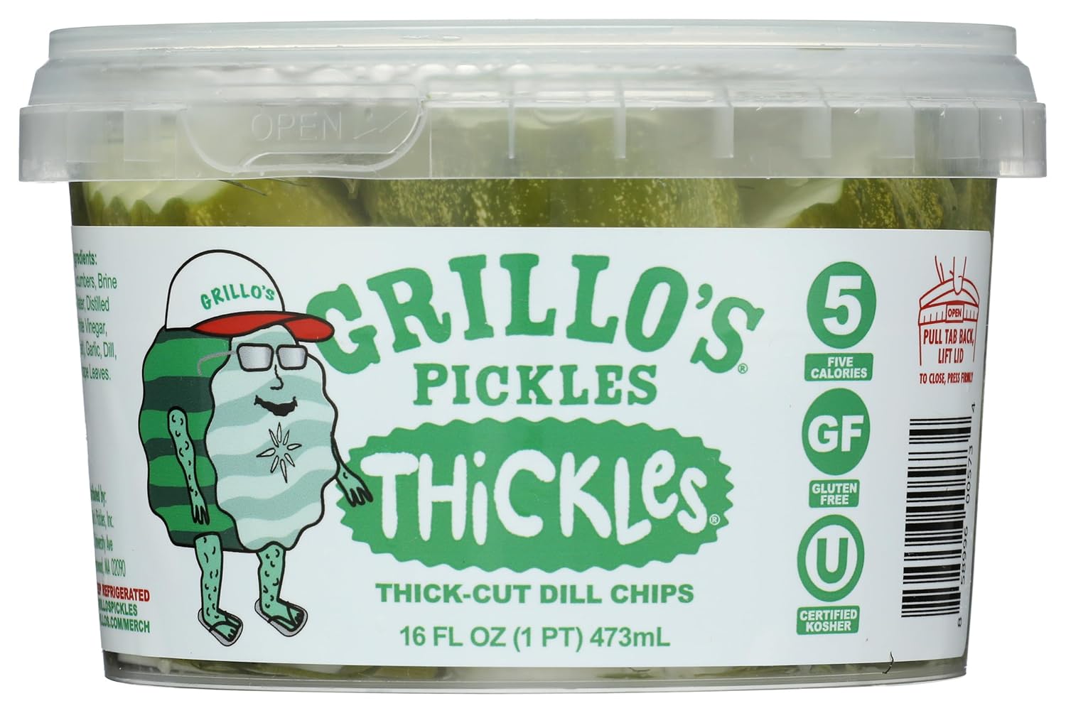 Grillo's Pickles Thickles Thick-Cut Classic Dill Chips, 16 Fl Oz