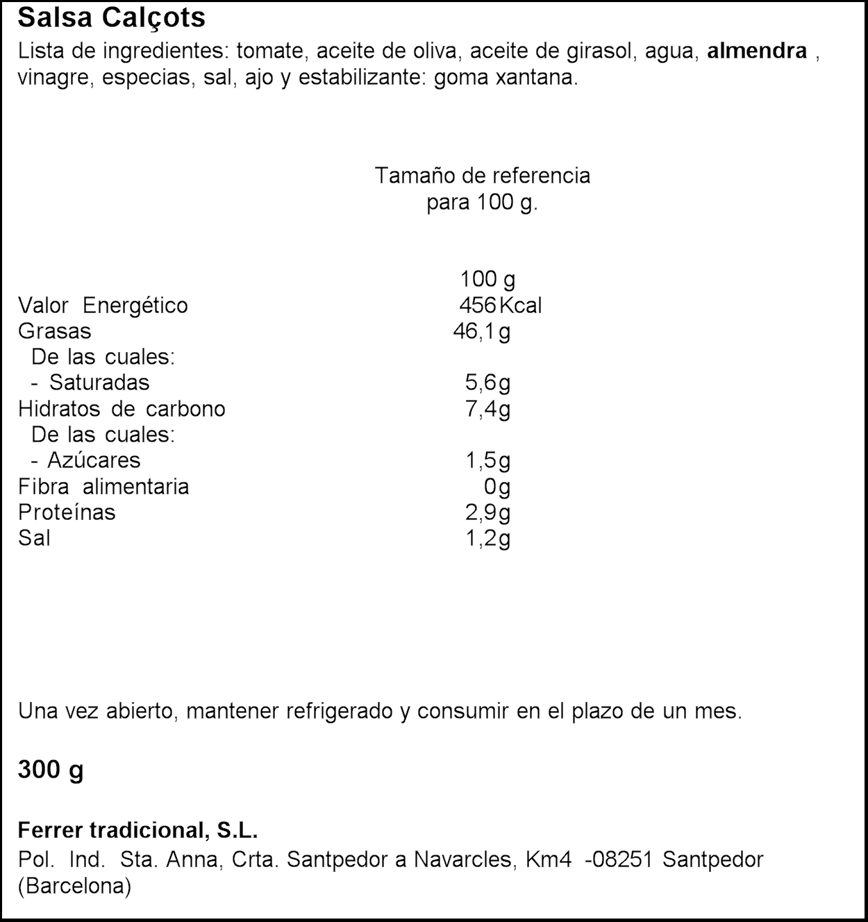 SALSA CALÂ OTS FERRER 320G