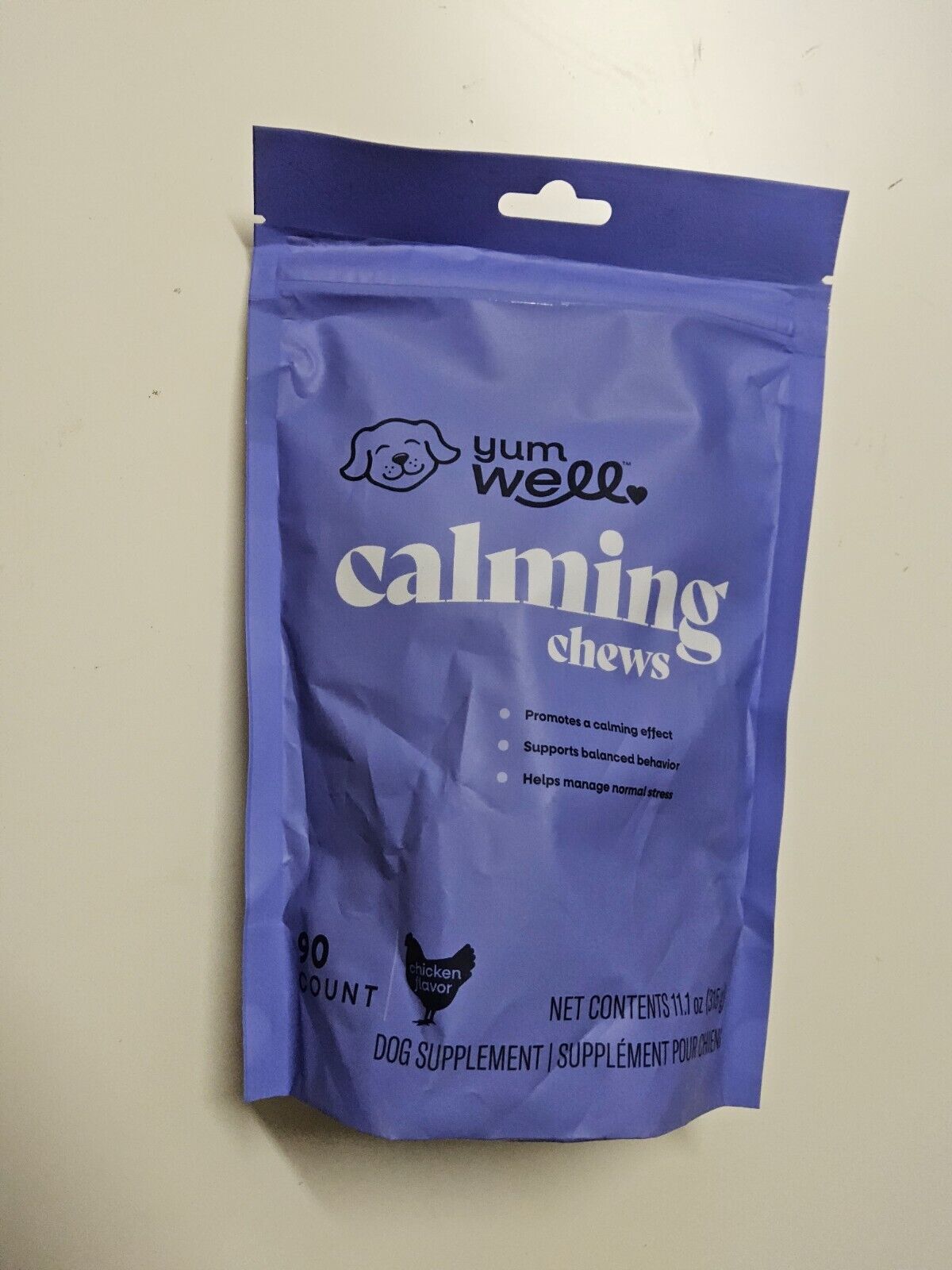 Yum Well CALMING CHEWS 90ct Chicken-flavored Ex. 07/26