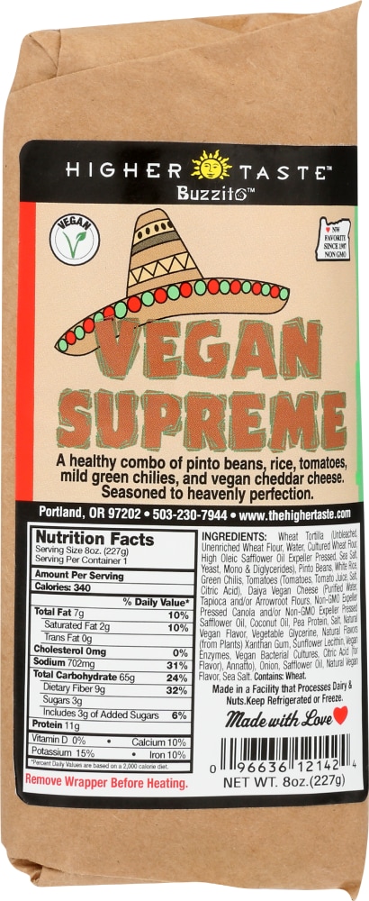 Vegan Supreme Buzzito, Vegan Supreme