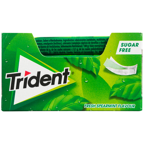 CHICLETS TRIDENT S/AZUCAR MENTA