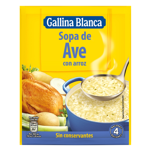 SOPA G.B. AVE CON ARROZ
