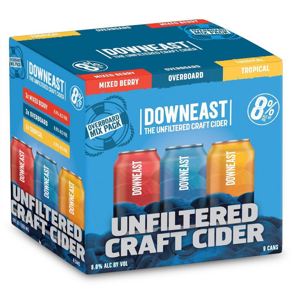 Downeast Mixed Berry/Overboard/Tropical Mix Pack Craft Cider — UPC ...