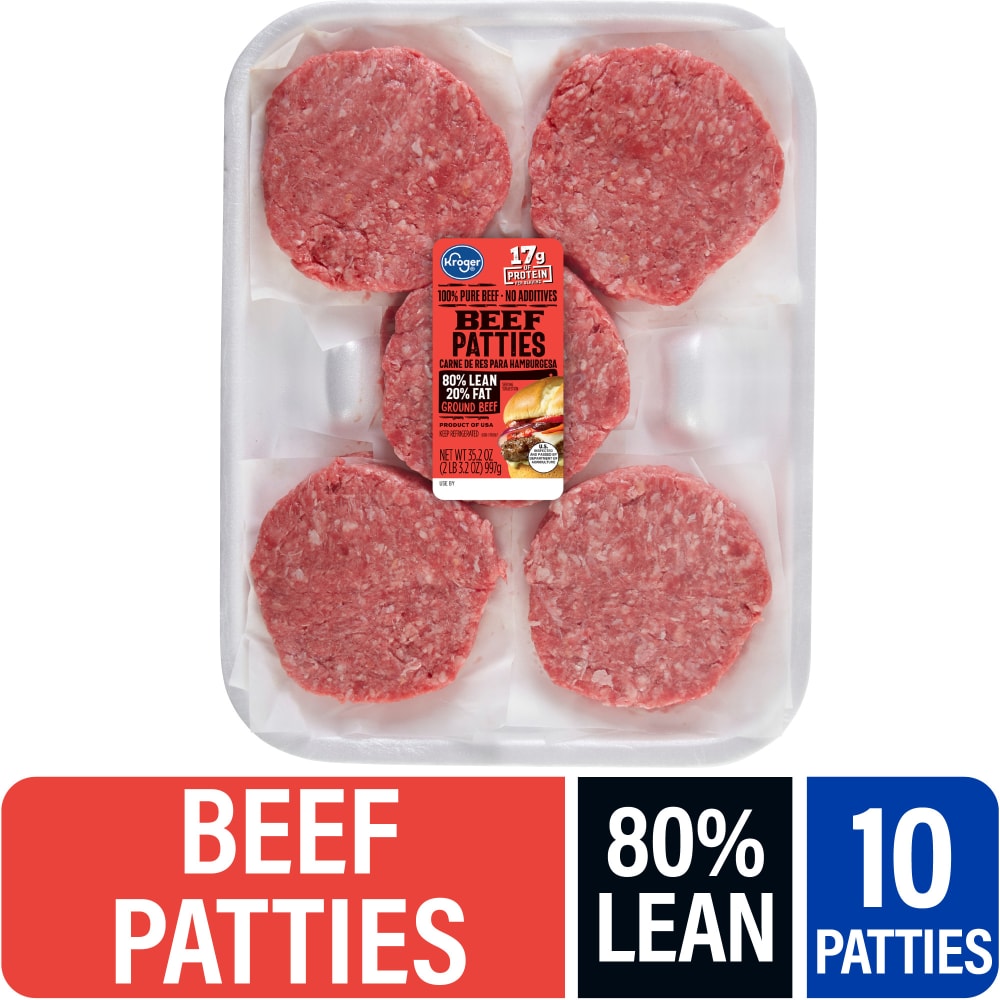 Homestyle 80% Lean - 20% Fat Ground Beef Patties, Homestyle