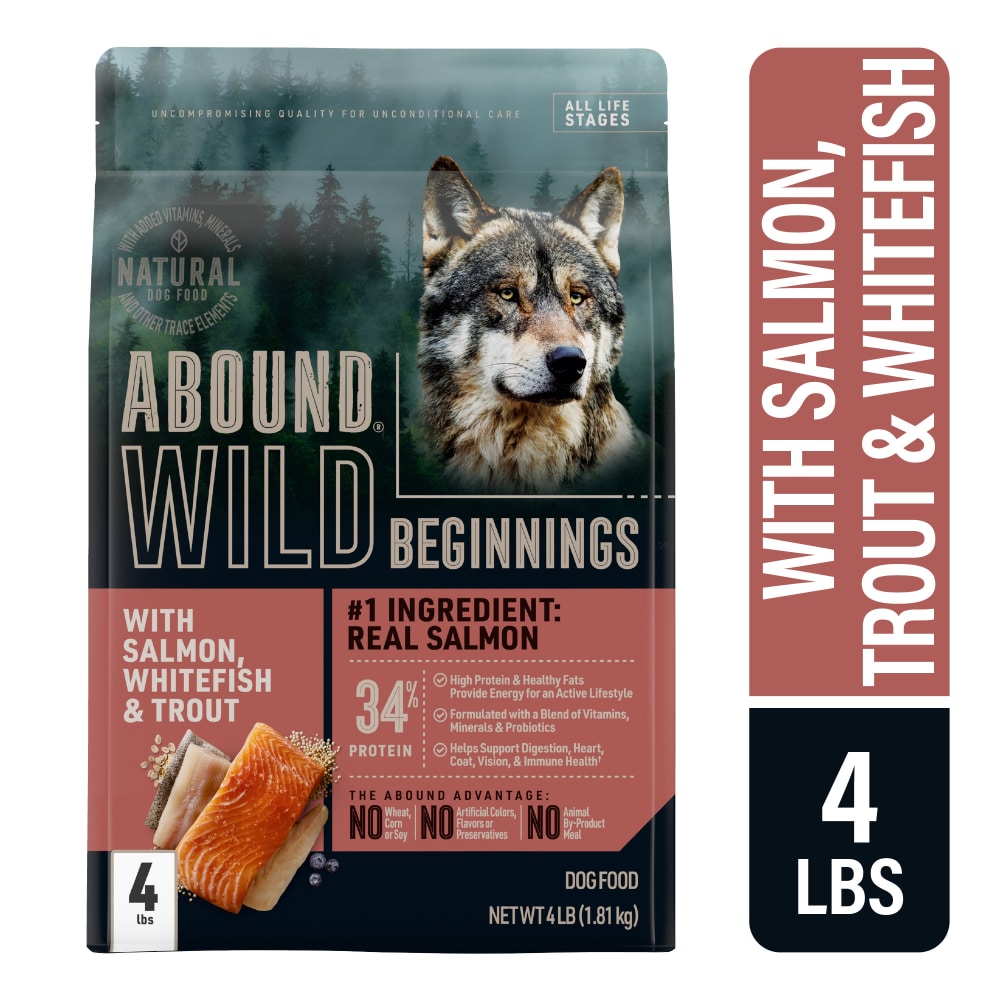 Abound Dry Dog Food Wild Beginnings Salmon Whitefish & Trout -- 4 Lbs
