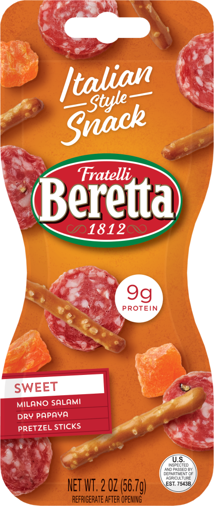 Italian Style Sweet Milano Salami, Dry Papaya, Pretzel Sticks Snack, Italian Style