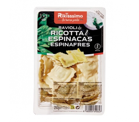 RAVIOLI RICOTA ESPINACAS RIKISSIMO 250GR