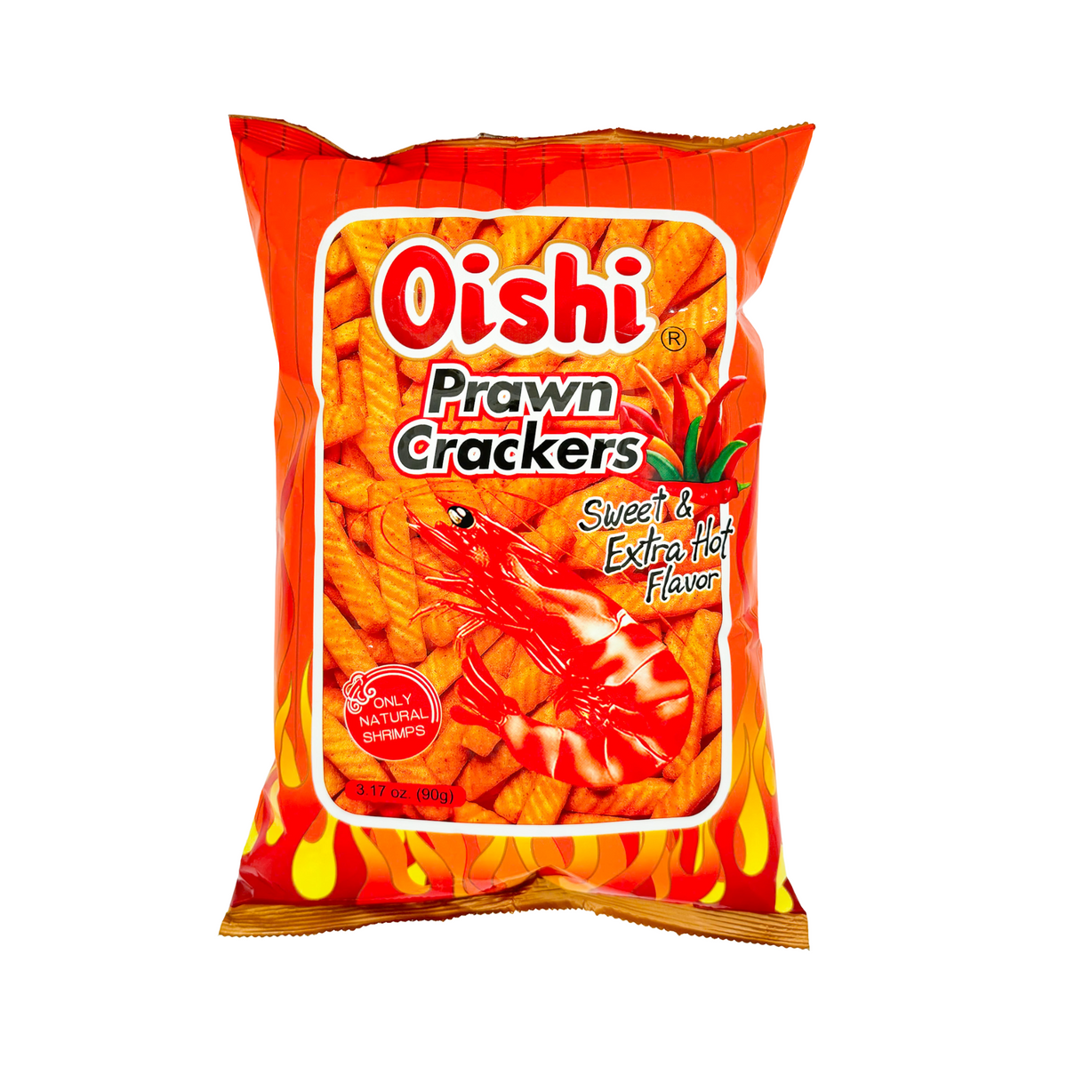 Oishi Prawn Crackers Sweet & Extra Hot Flavor - 90g