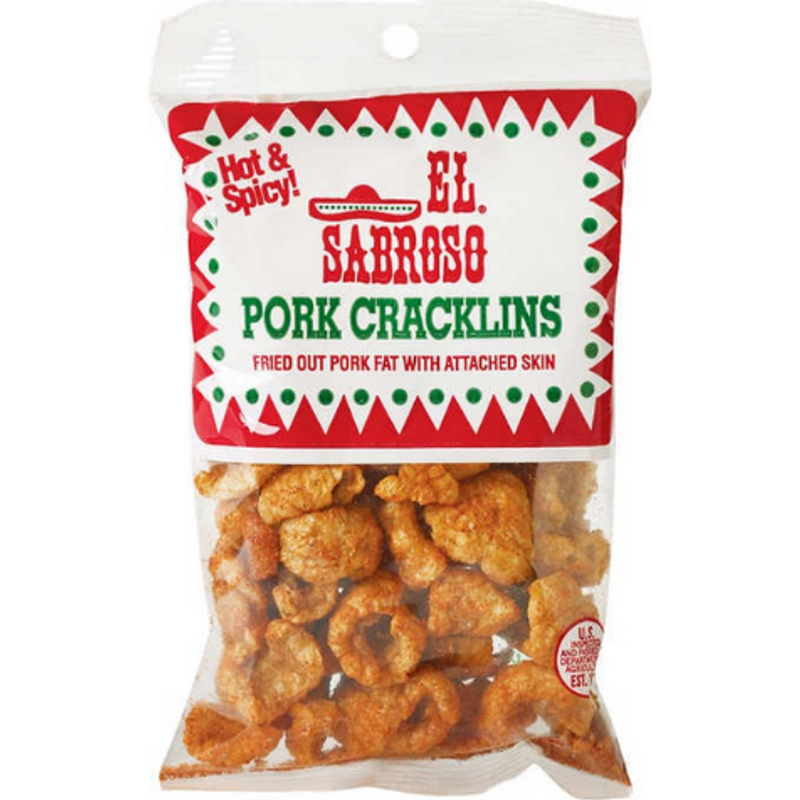 El Sabroso Pork Cracklins, Hot & Spicy