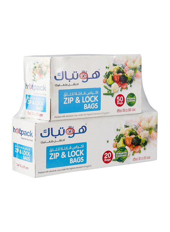 Hotpack Zipper Lock Bag 1821 + 1225 Combo pack 15% Off -OFFER