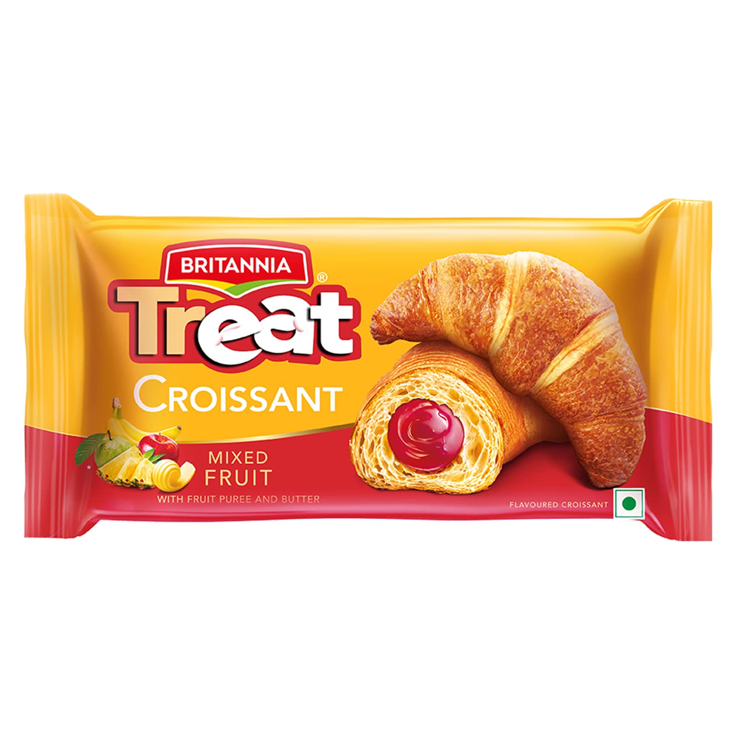 Photo of Britannia Treat Croissant – Mixed Fruit, Soft, 100 Veg, 47 G
