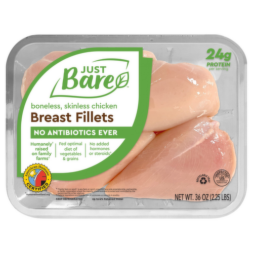 Photo of Just Bare Boneless Skinless Chicken Breast Fillets, 36 Ounce