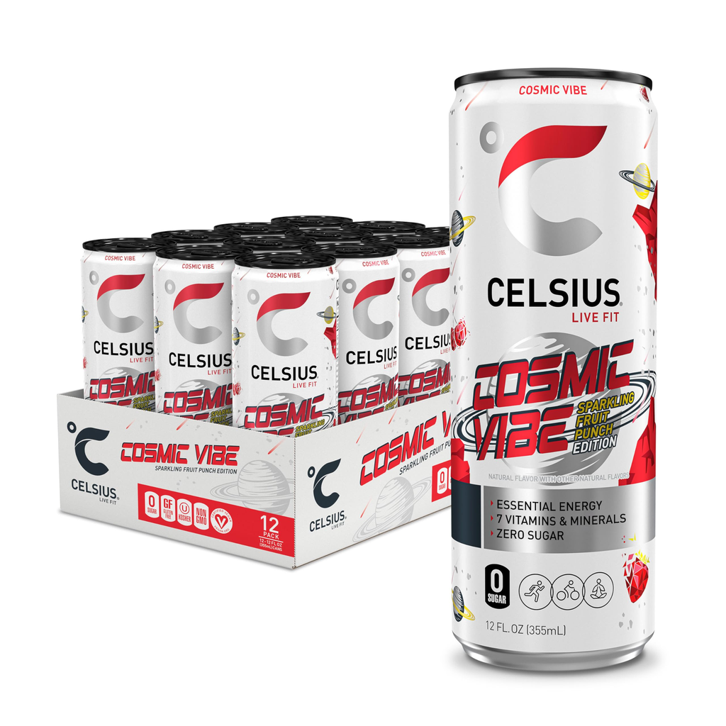 Celsius Cosmic Vibe, Sparkling Fruit Punch Flavor, Energy Drink
