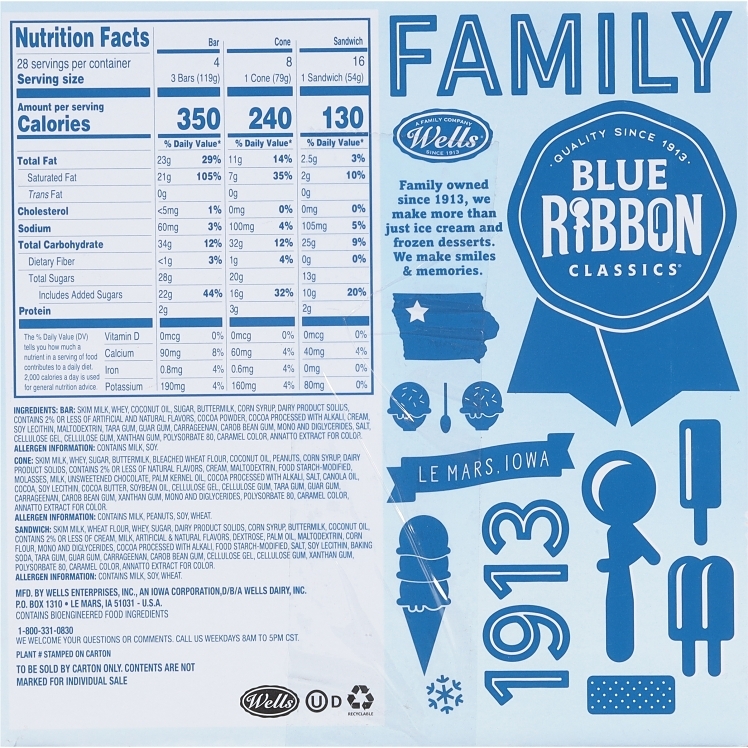 Photo of Blue Ribbon Classics Frozen Dairy Dessert, Variety Pack