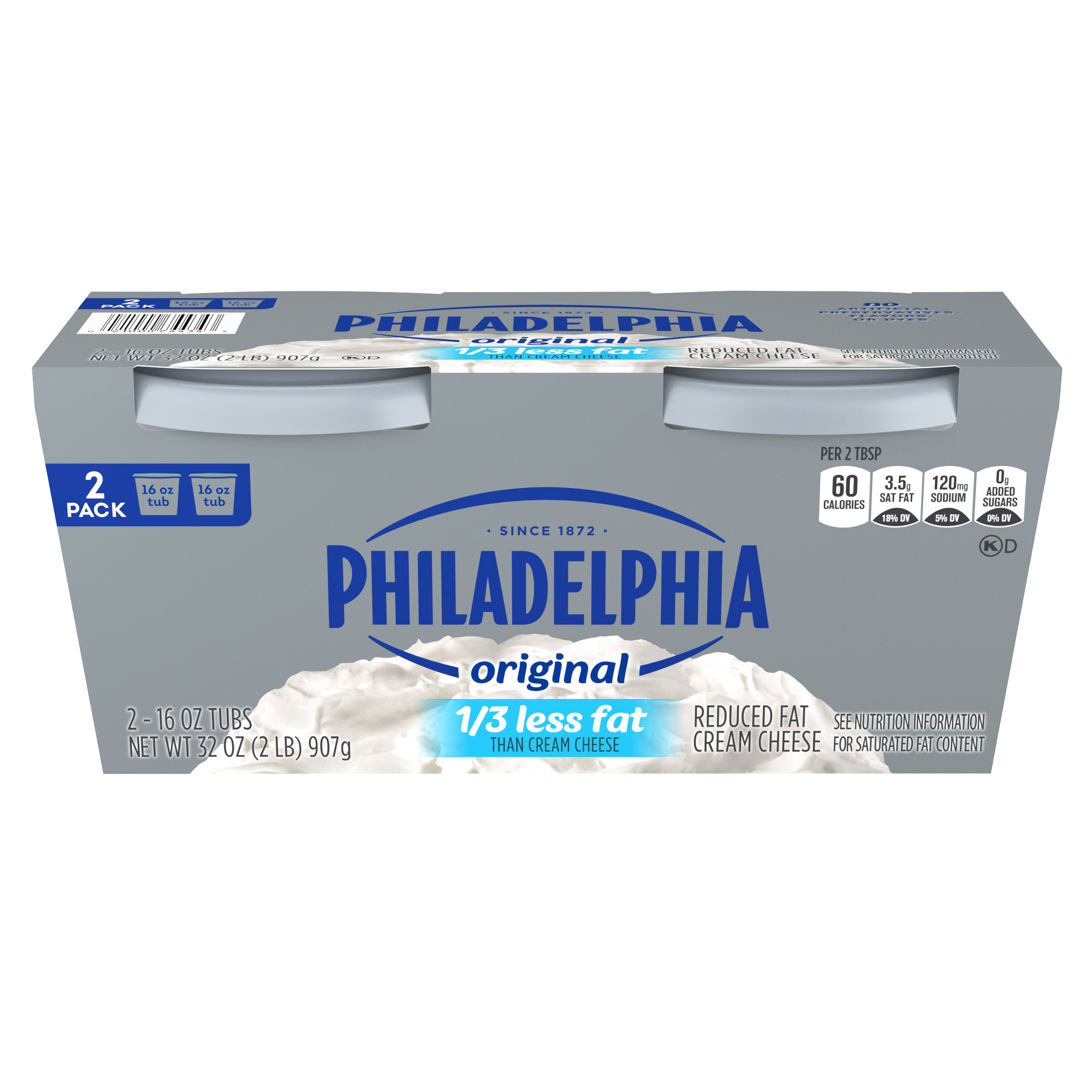 Photo of Philadelphia Cream Cheese, Reduced Fat, Original, 2 Pack