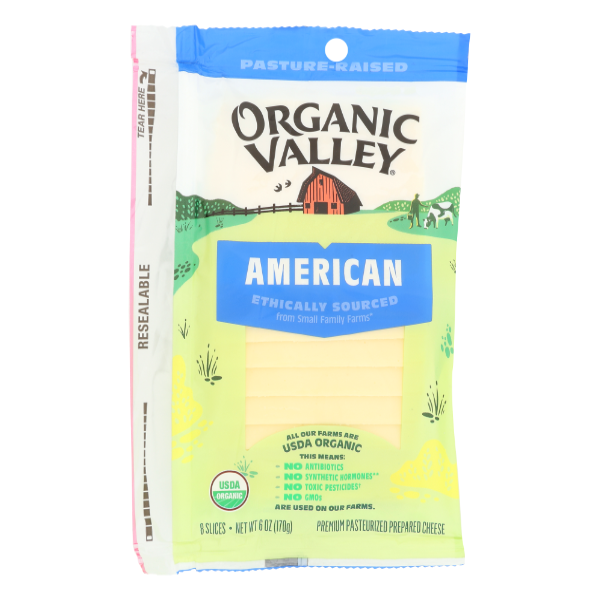 Organic Valley American Cheese Slices, White, 6 Oz